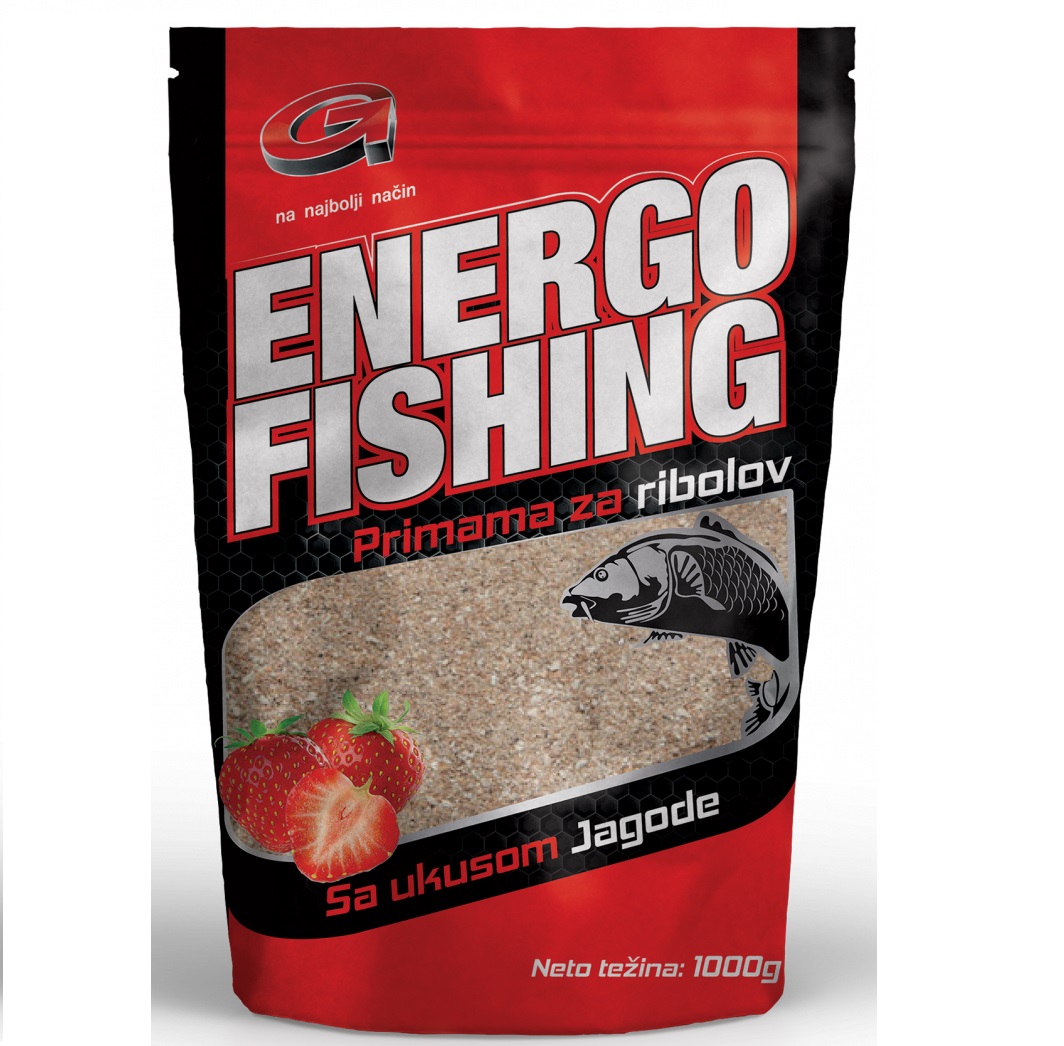 ENERGOFISHING Momeală Tip Nadă cu Capsuni Pentru Pescuit Stationar, 1kg