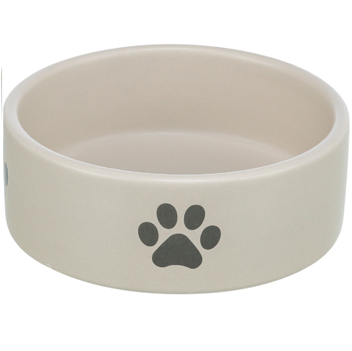 Castron Ceramic Pentru Caini, Gri | Gri Inchis, Print cu Labute, 300ml | 13cm