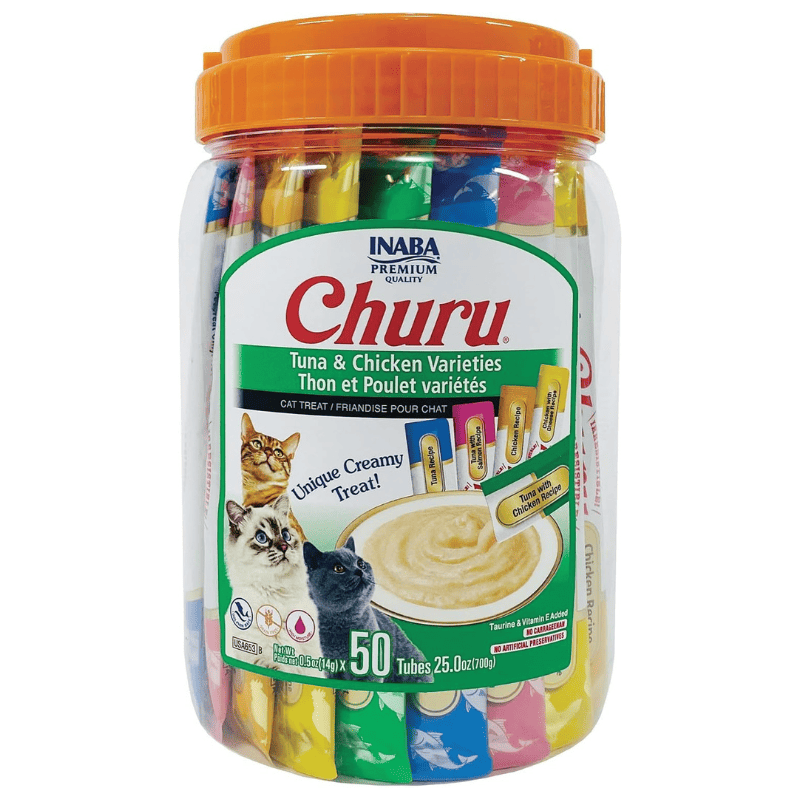 INABA Ciao Churu Creamy Sticks Tuna & Chicken Variety Box 20x14 g | Recompense Cremoase fara Cereale pentru Pisici | cu Ton si Pui | Sanatoase, Delicioase si cu Calorii Putine