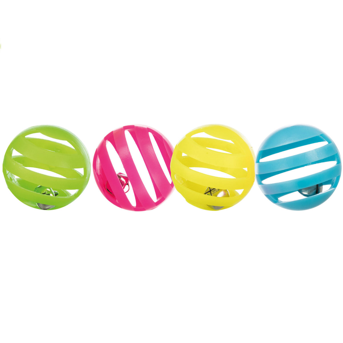 Jucarie Pentru Pisici Set 4 Mingi din Plastic cu Clopotel, 4cm