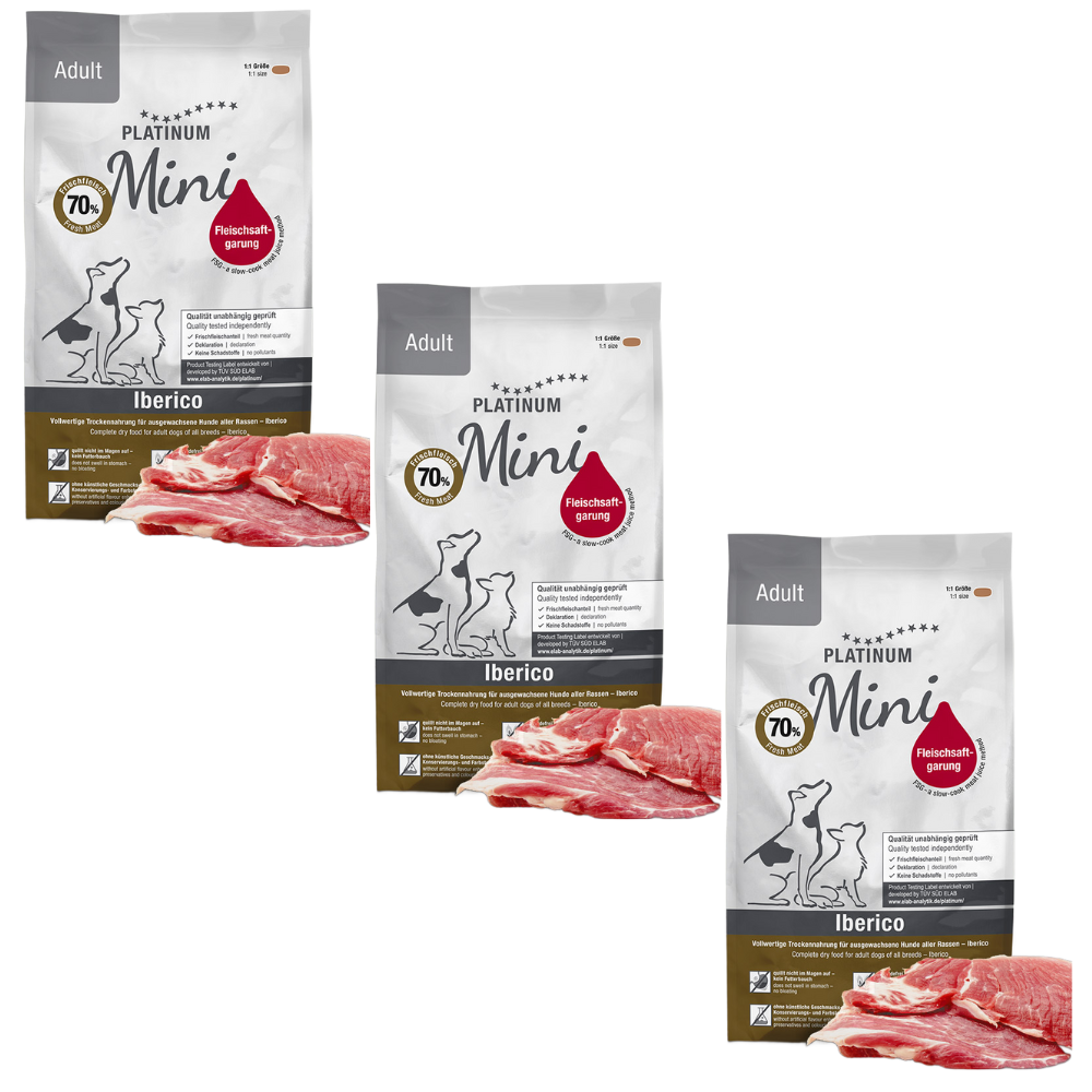 PLATINUM NATURAL Adult Mini, cu Porc Iberic, Hrana Uscata Pentru Caini Adulti de Talie Mica, 2.7kg (3x900g)