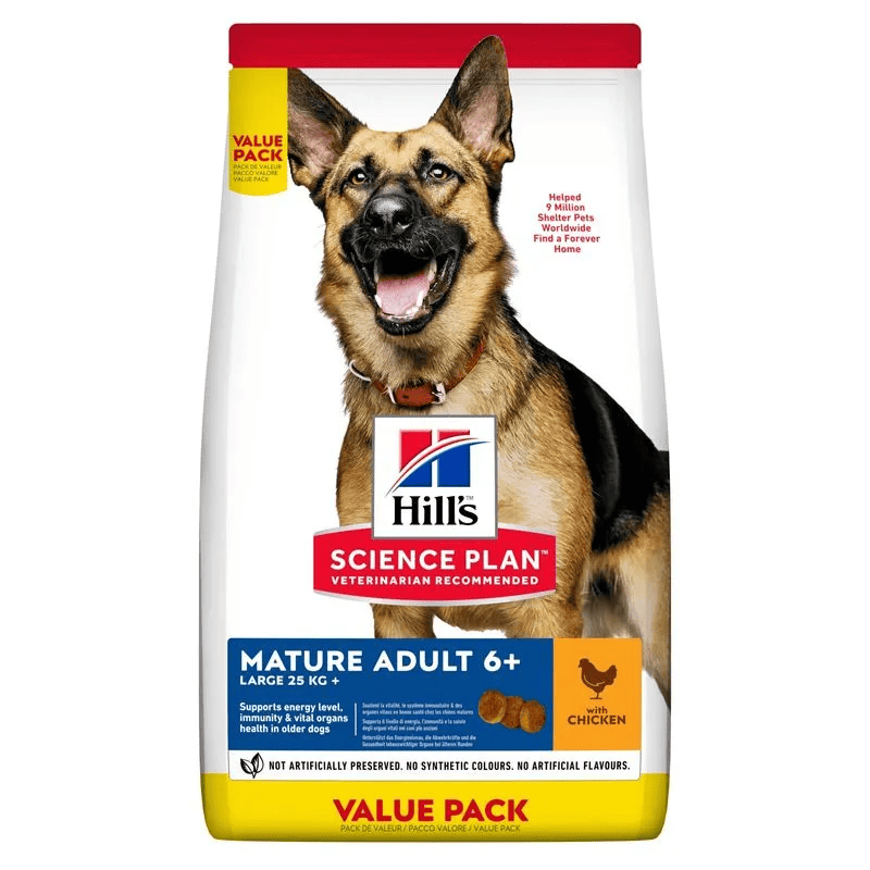 HILL'S Science Plan Mature Adult Large Breed cu Pui, Value Pack 18 kg – Hrana Uscata pentru Caini Maturi de Talie Mare 5+, Sustine Articulatiile, Imunitatea si Organele Vitale