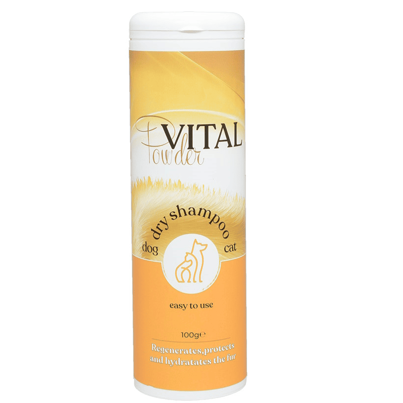 PROMEDIVET Powder Vital Dry Shampoo 100 g - Sampon Uscat pentru Caini si Pisici, Curatare Rapida fara Apa