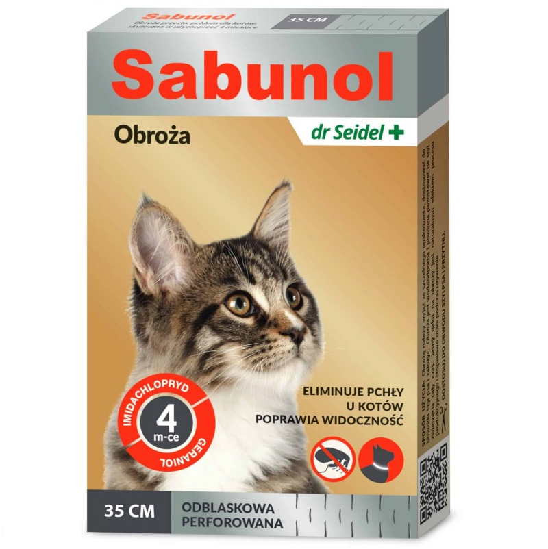 SABUNOL CAT Zgarda Antiparazitara Pentru Pisici, Protectie 4 Luni, Reflectorizanta, 35cm