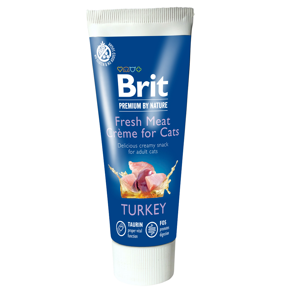 BRIT PREMIUM By Nature Fresh Meat Creme, Curcan si Ficat, Supliment Nutritiv | Recompensa Pisici (pateu fin), 75g