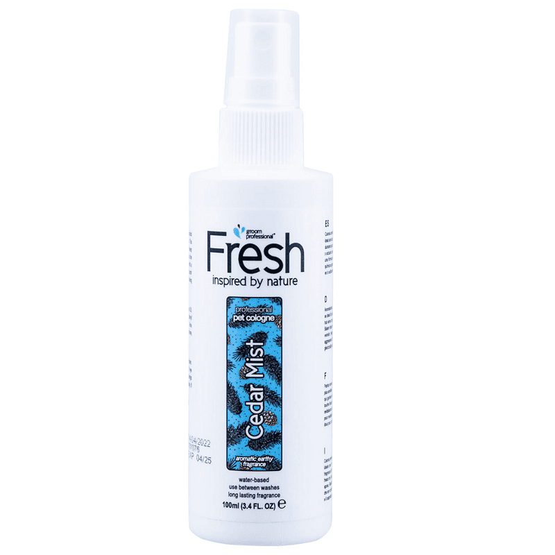 GROOM PROFESSIONAL Fresh Cedar Mist Cologne 100 ml | Parfum Profesional pentru Caini cu Aroma de Cedru | Formula Fara Alcool, Potrivita pentru Piele Sensibila