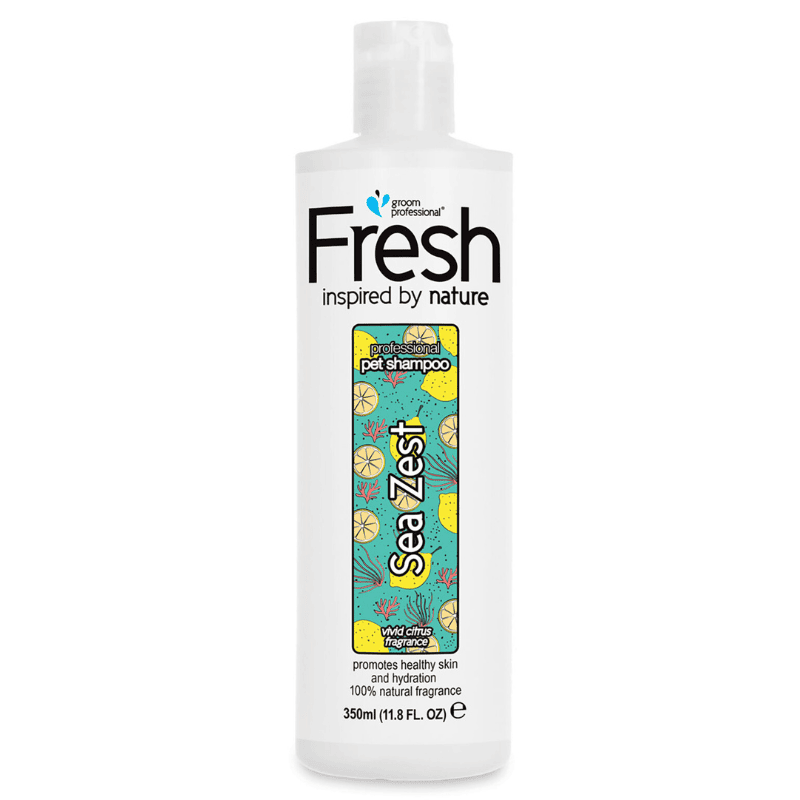 GROOM PROFESSIONAL Fresh Sea Zest Shampoo 350 ml | Șampon Revigorant și Hidratant Concentrat (dilutie 24:1) pentru Câini, cu Minerale Marine, Alge și Uleiuri Esențiale de Citrice
