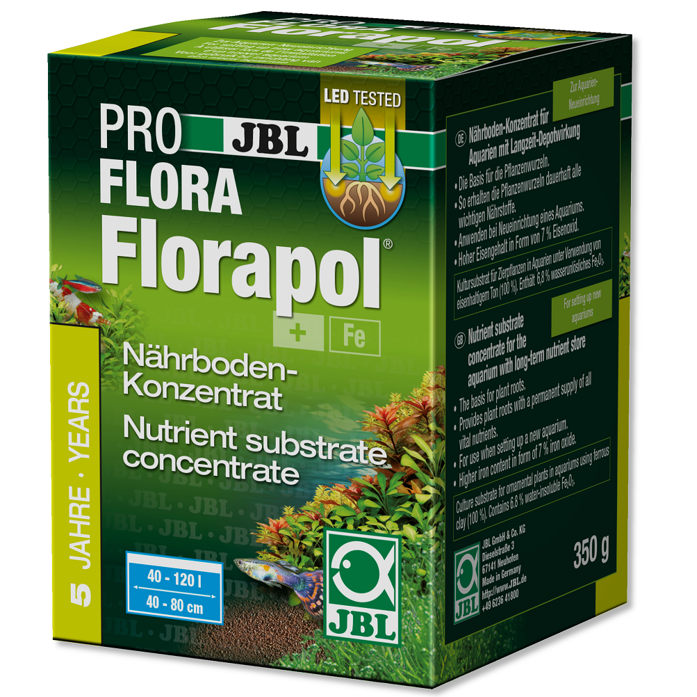 JBL PRO FLORA Florapol, Substrat Fertilizant Concentrat Pentru Plante de Acvariu Apa Dulce (50-100L), 350g