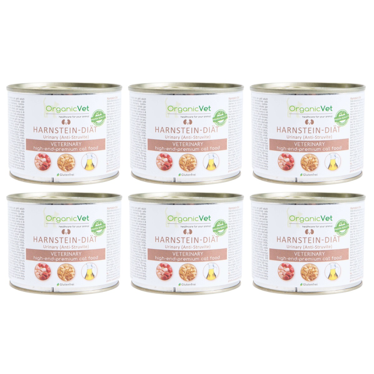 OrganicVet  Feline Veterinary Urinary, Set Diete Umede Pentru Pisici cu Afectiuni Urinare, 6x200g