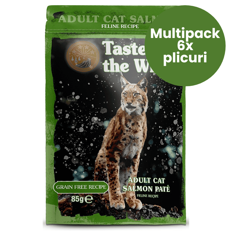 TASTE of the WILD Cat Pouch Adult Multipack 6x85 g | Hrana Umeda Fara Cereale pentru Pisici Adulte | Pate cu Somon, Pui si Ficat