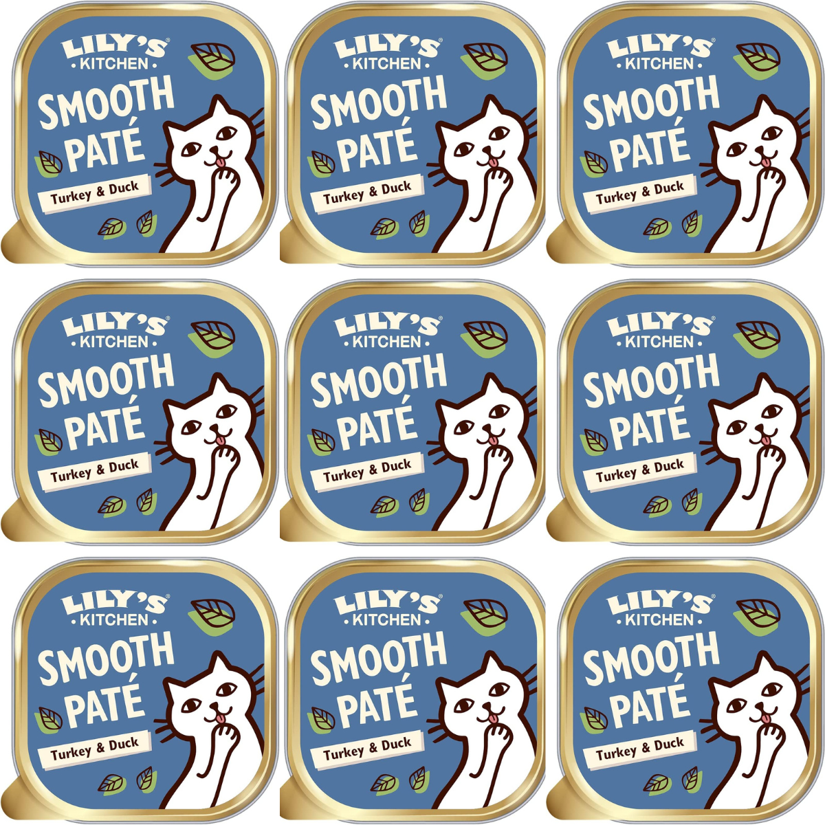 LILY'S KITCHEN Smooth Pate, cu Curcan si Rata, Set Conserve Hrana Umeda Fara Cereale Pentru Pisici Adulte 9x85g