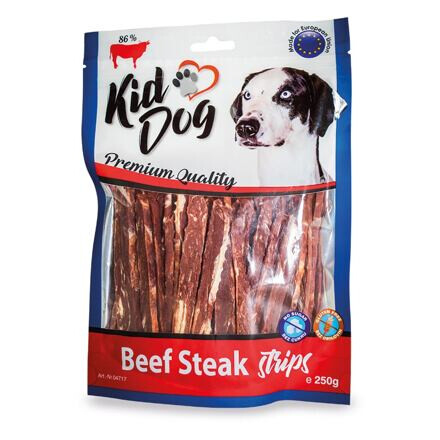 KIDDOG Fasii Friptura de Vită pentru Câini, 250g – Recompense Naturale cu 95% Carne