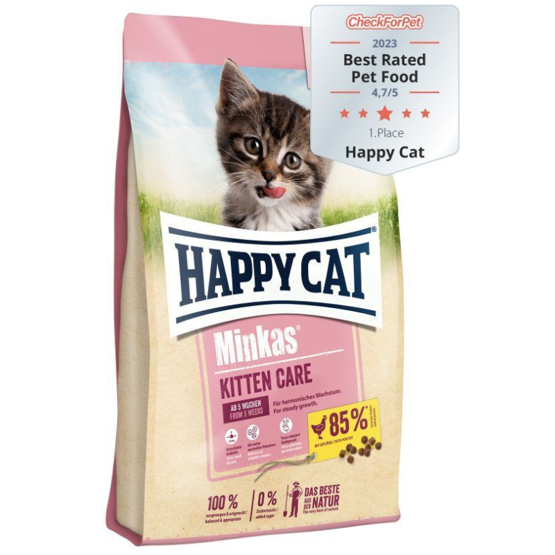 HAPPY CAT Minkas Kitten Care, cu Carne de Pasăre – Hrană Uscată Premium pentru Pisoi, Suport pentru Creștere Echilibrată și Dezvoltare Optimă, 10kg