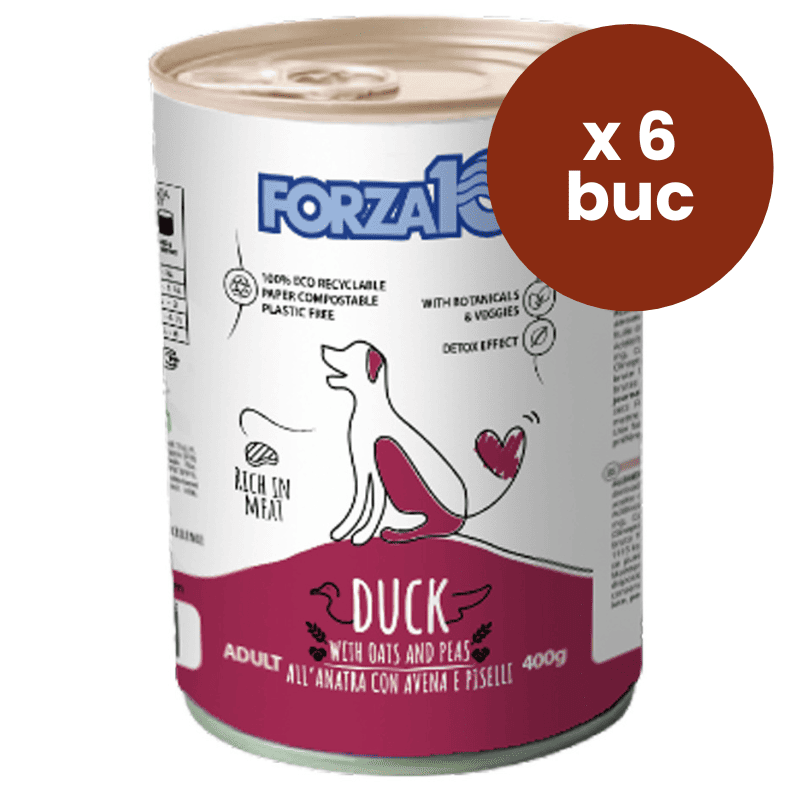 FORZA 10 Maintenance cu Rata si Mazare, 6x400 g – Multipack Hrana Umeda Completa pentru Caini Adulti