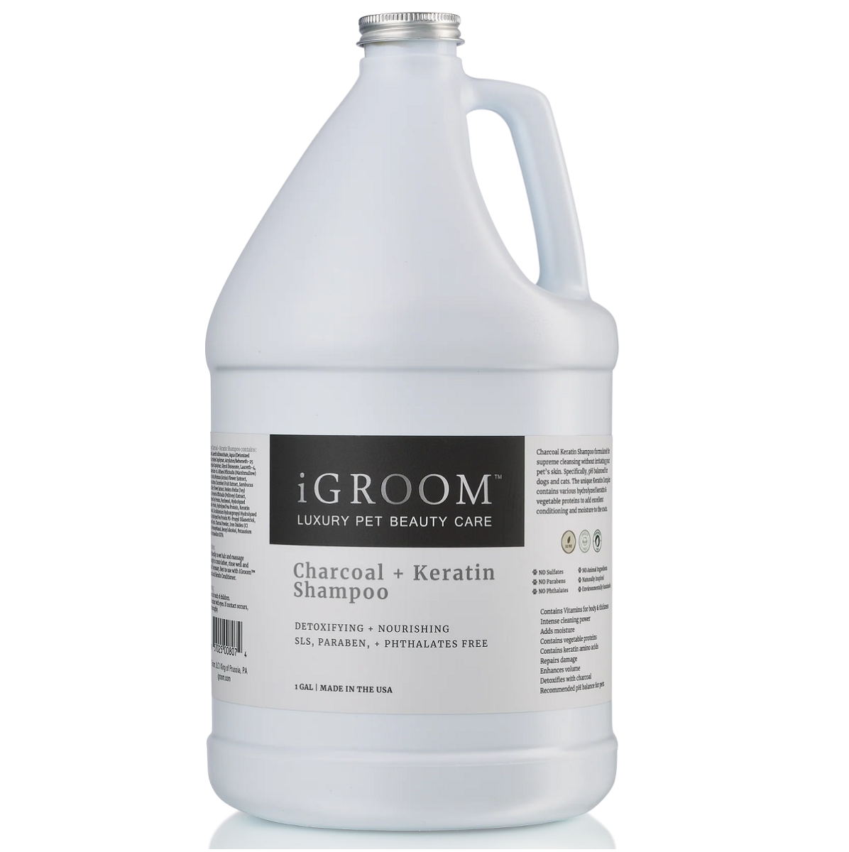 iGROOM Charcoal + Keratin, Sampon Profesional Pentru Curatare Intensa, Detoxifiere si Hidratare Orice Tip de Blana 3.8L