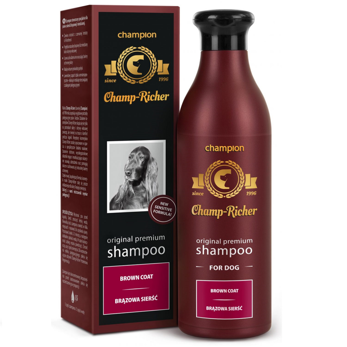 CHAMP RICHER, Sampon Profesional Concentrat 1:5, Pentru Caini cu Blana Maro Auriu sau Roscat,, 250ml