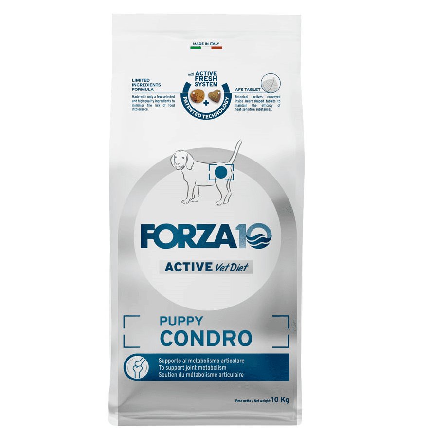 FORZA10 Active Vet Diet Puppy Condro, Dietă Uscată Monoproteică, cu Pește, Suport Articular pentru Pui și Câini Tineri, 10 kg