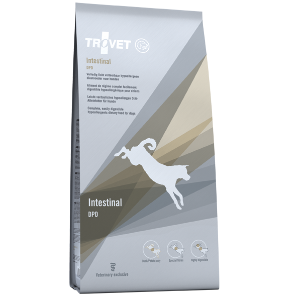 TROVET Dog Intestinal DPD, cu Rata - Dieta Veterinara Uscata Hipoalergenica pentru Caini cu Tulburari Gastrointestinale, 10 kg