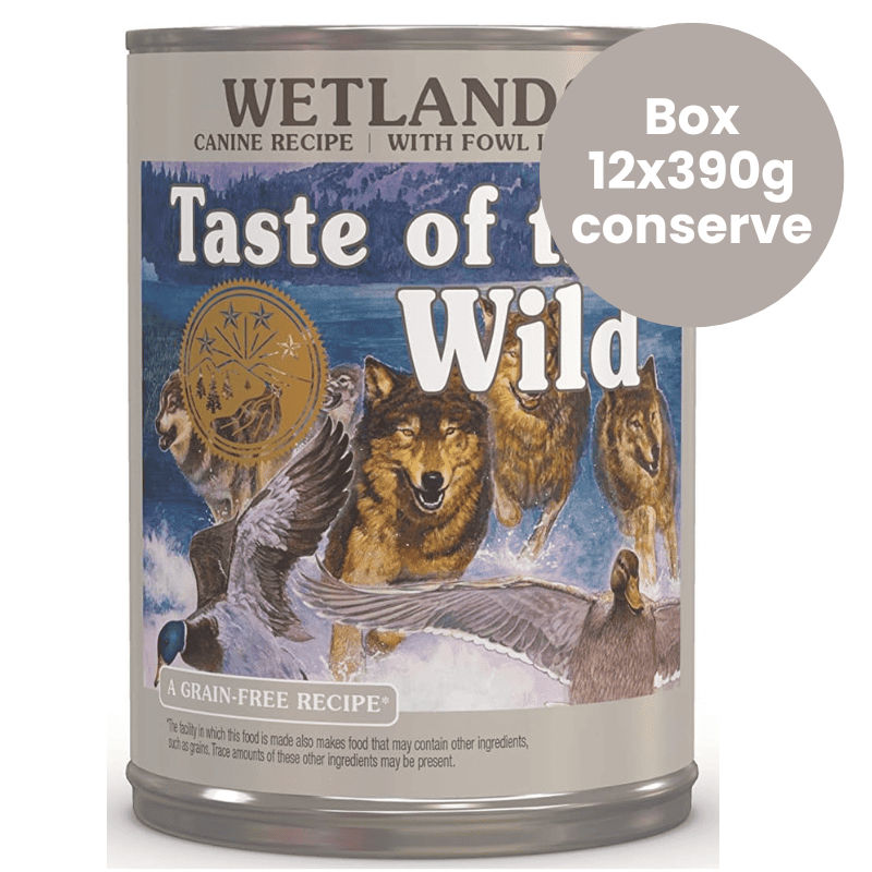TASTE of the WILD Wetlands Canine Recipe with Fowl in Gravy Box 12x390 g | Hrana Umeda Fara Cereale pentru Caini Adulti | cu Rata, Curcan si Prepelita