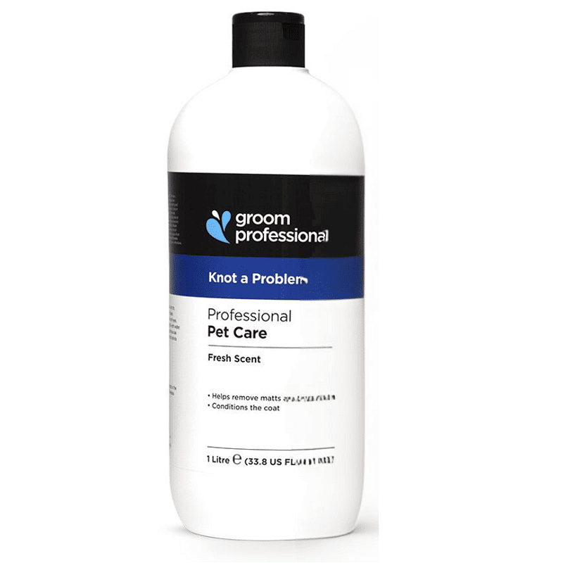 GROOM PROFESSIONAL Knot A Problem Detangling Conditioner 1 L | Balsam Leave-In pentru Descalcirea Parului la Caini si Pisici | Catifelare si Stralucire Naturala