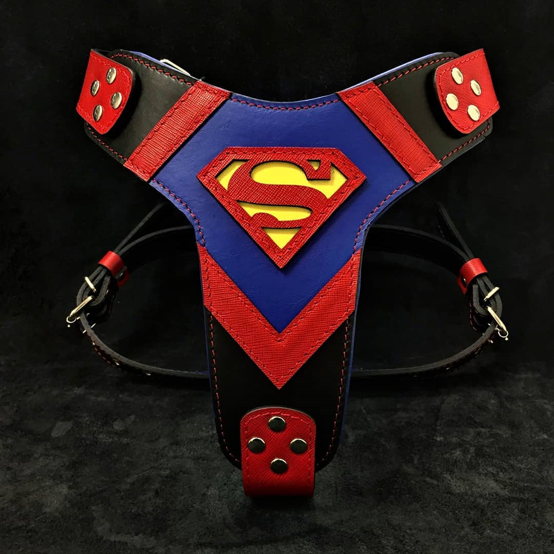 BESTIA DOG GEAR "Superman", Ham din Piele Pentru Caini, Marime L 60-115cm