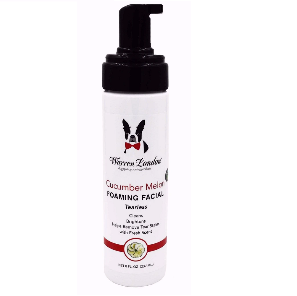 WARREN LONDON Foaming Facial, Spuma Curatare Fara Apa, Castravete si Pepene Galben, Indepartarea Eficienta a Petelor Inestetice din Jurul Ochilor si Gurii la Caine, 237ml