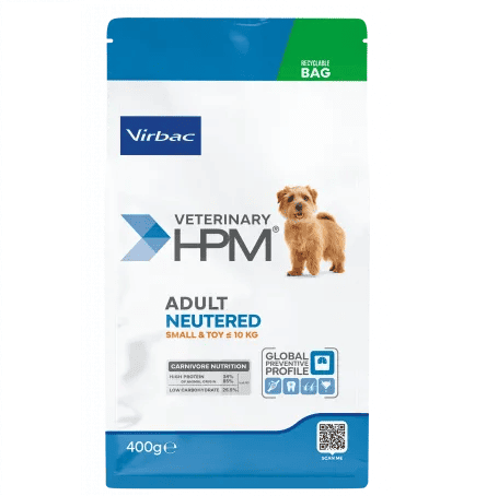 VIRBAC Veterinary HPM Adult Neutered Dog Small & Toy 400 g | Hrana Uscata pentru Caini Adulti Sterilizati de Talie Mica si Toy