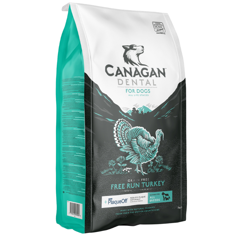 CANAGAN Dog Dental Free Run Turkey 6 kg | cu Curcan | Hrana uscata fara cereale pentru caini | ProDen PlaqueOff pentru controlul placii dentare