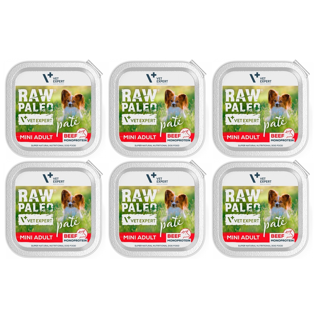 RAW PALEO Pate, cu Vita, Set Conserve Hrana Umeda Monoproteica Pentru Caini Adulti, 6x150g