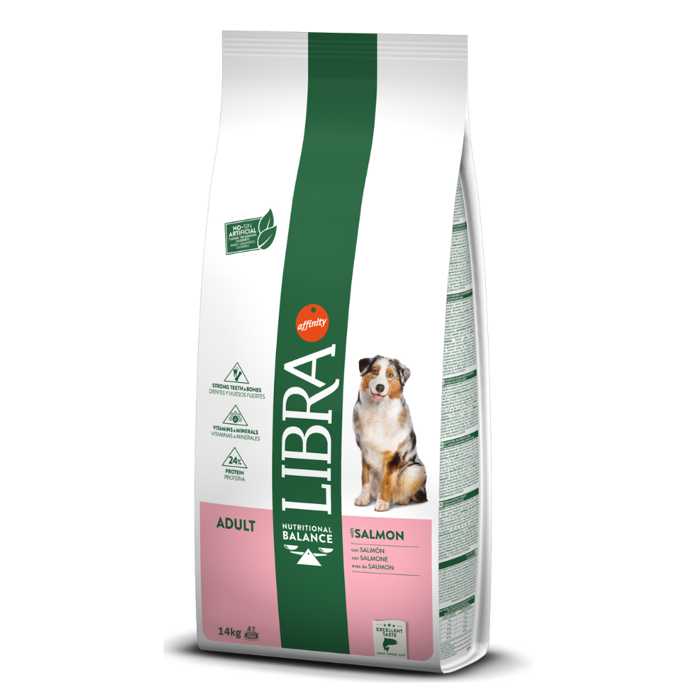 LIBRA Dog Adult cu Somon, Hrană Uscată Premium pentru Câini Adulți de Talie Medie sau Mare, 14kg