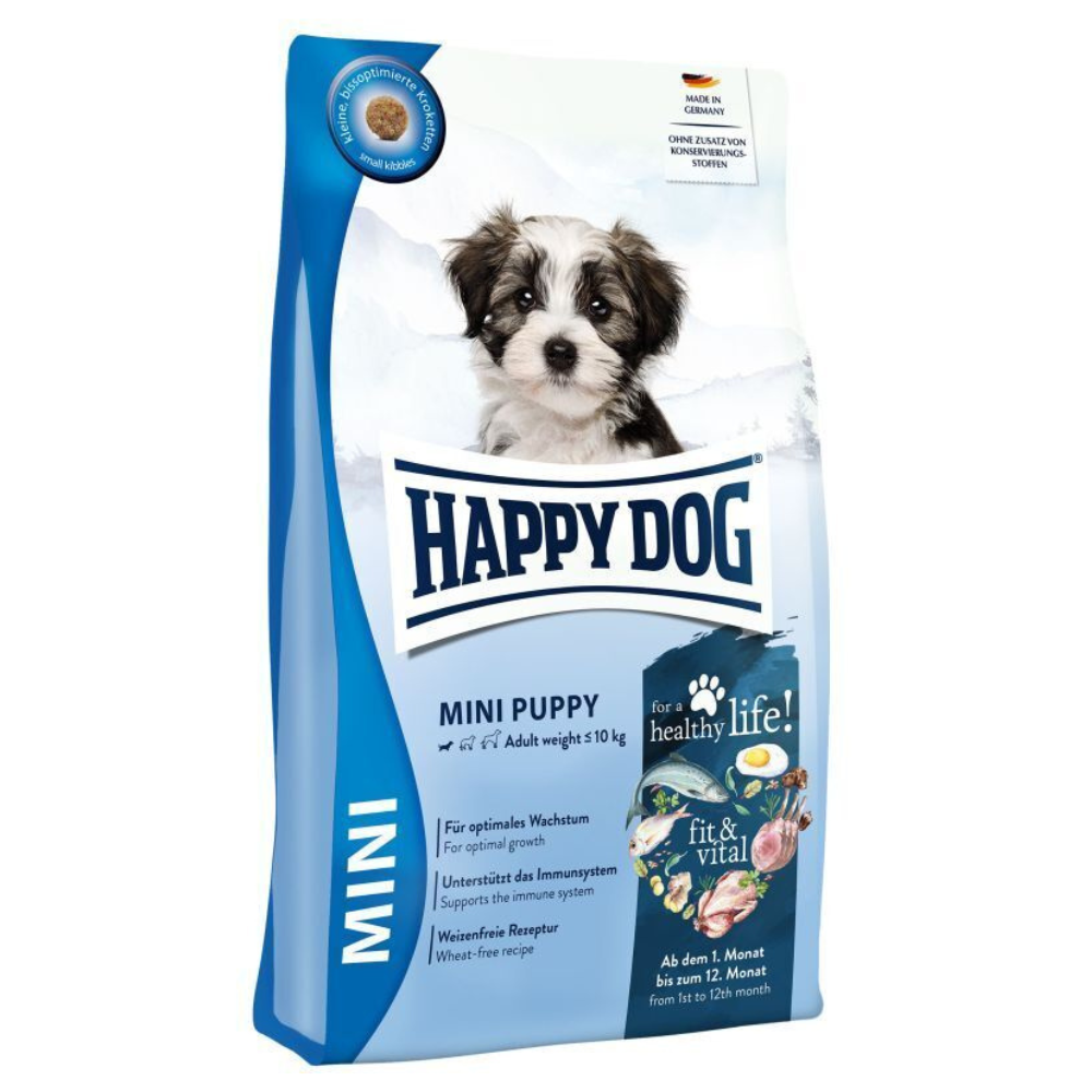 HAPPY DOG Fit & Vital Mini Adult – Hrană Uscata, fără Gluten si  5 Surse de Proteine Animale, pentru Câini Adulti de Talie Mică, 800g