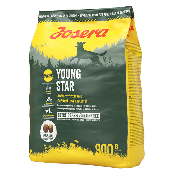 JOSERA Young Star, cu Pasare si Cartofi, 900 g – Hrană Uscata fără Cereale pentru Câini Juniori de Talie Medie și Mare
