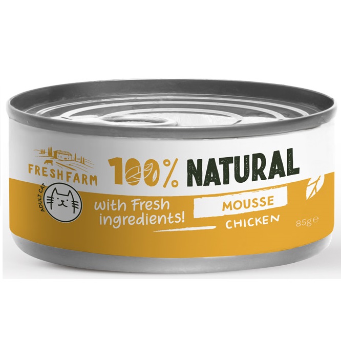FRESH FARM Mousse Pate, cu Pui, 85 g - Hrana Umeda Fara Cereale pentru Pisici, Textura Fina de Pate
