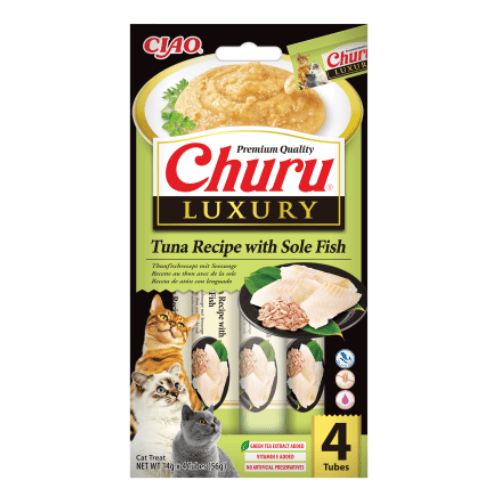 CHURU Luxury Creamy Treat Tuna with Sole Fish 4x14 g | Recompensa Cremoasa Premium pentru Pisici | Reteta cu Ton si Limba de Mare