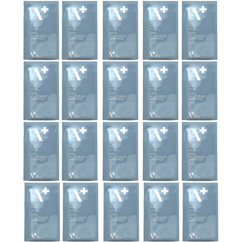 VETEXPERT Plicuri Sampon Hypoallergenic  Pentru Caini si Pisici cu Pielea Sensibila | Usor Iritabila | Alergici, 20x15ml