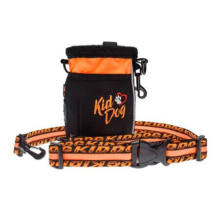 KIDDOG Geanta Multifunctionala 3 in 1 Pentru Caini, Neagra | Portocaliu Neon, 17x11cm