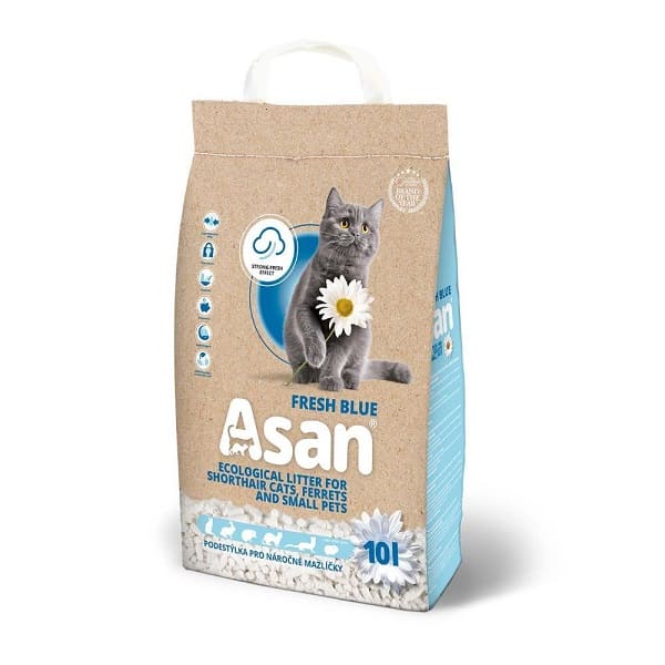 ASAN Cat Fresh Blue Asternut Ecologic pentru Litiera Pisicii 10 L | Absorbtie Ridicata si Control Mirosuri | Biodegradabil  si 100% Reciclabil 