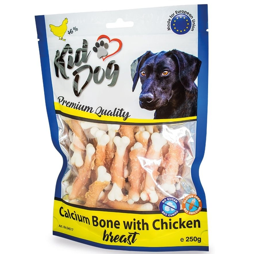 KIDDOG Oase cu Calciu și Piept de Pui pentru Caini, 250 g – Recompense cu 56% Carne
