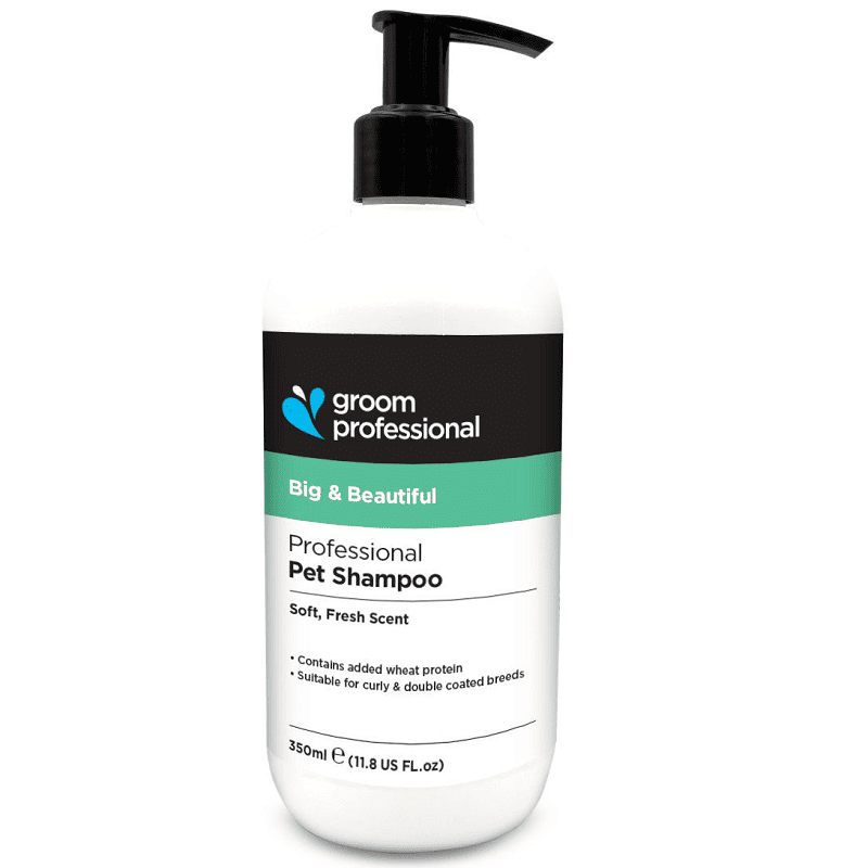 GROOM PROFESSIONAL Big & Beautiful Shampoo 350 ml | Sampon Profesional Concentrat (dilutie 12:1) pentru Caini | Efect de Volum și Textură, Ideal pentru Blană Lăsată sau fara Formă