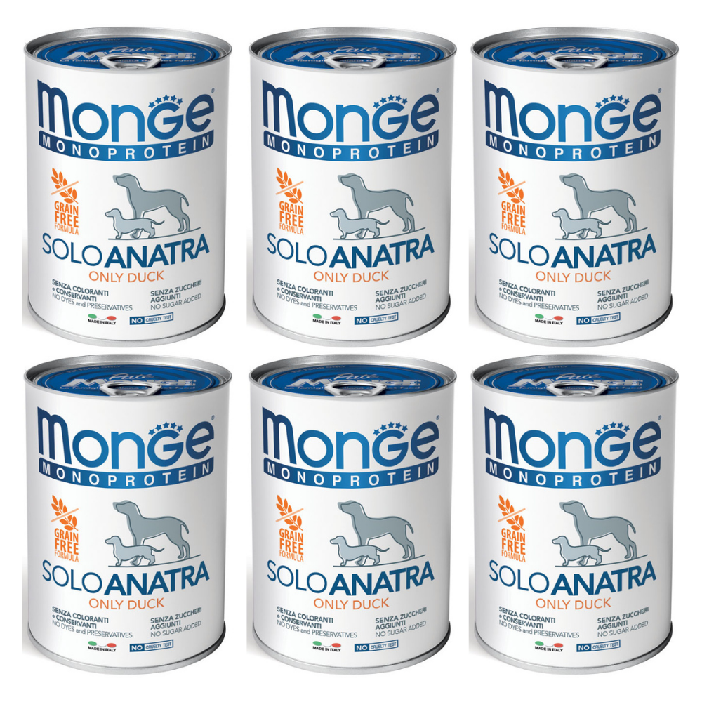 MONGE MONOPROTEIN SOLO Rata, Bax Hrana Umeda Monoproteica, Fara Cereale, Caine, (pateu) 6x400g