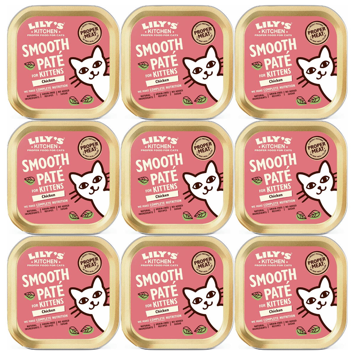 LILY'S KITCHEN Smooth Pate, For Kittens cu Pui, Set Conserve Hrana Umeda Fara Cereale Pentru Pui de Pisica 9x85g