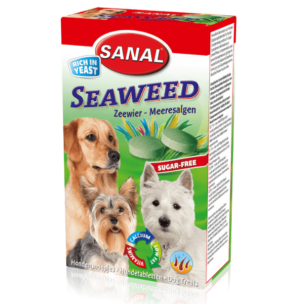 SANAL Dog Seaweed 100 Tablete | Supliment cu Alge de Mare, Drojdie si Complex de Vitamine B pentru Blana Lucioasa, Vitalitate si Digestie Optima