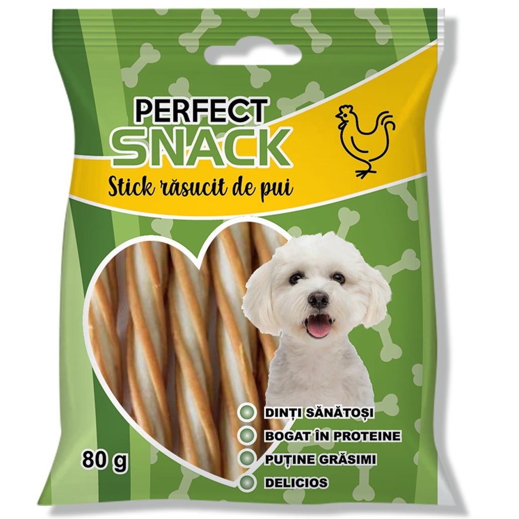 PERFECT Snack, Recompense Pentru Caini, Stick Rasucit cu Pui, 80g