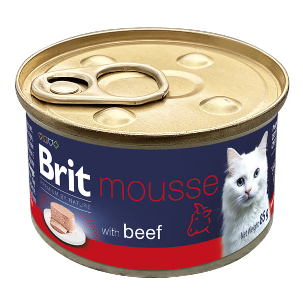 BRIT PREMIUM by Nature Cat Mousse cu Vita 85 g | Hrana Umeda Completa pentru Pisici Adulte (pateu fin)
