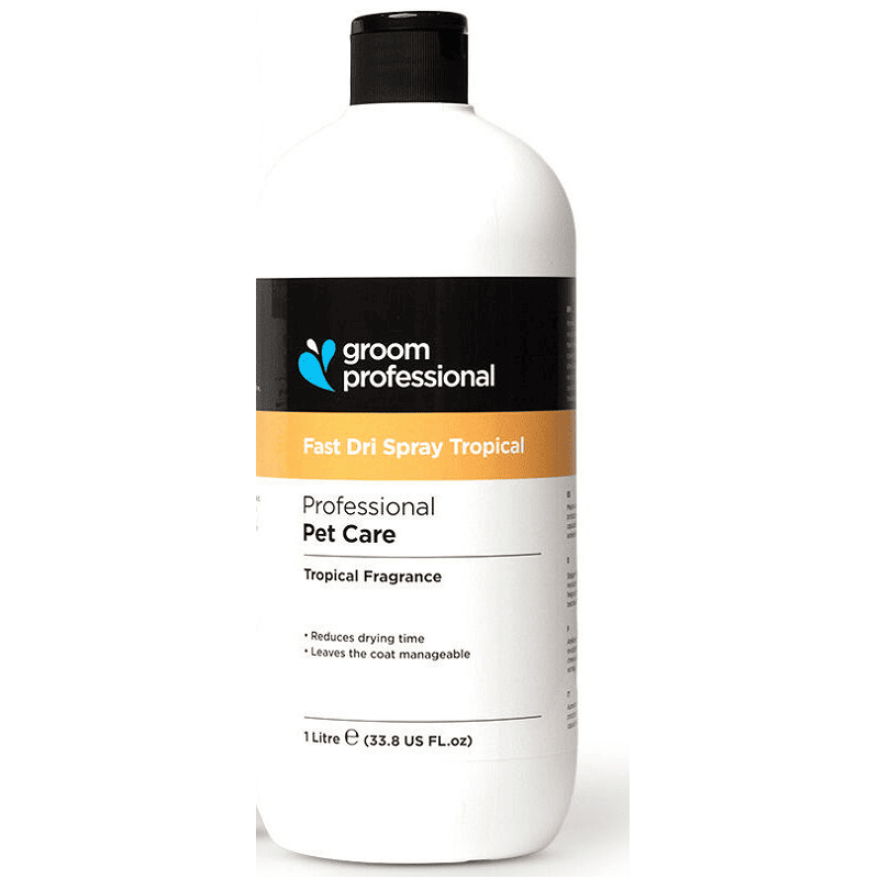 GROOM PROFESSIONAL Fast Dri Tropical Spray 1 L | Spray Profesional pentru Uscare Rapida a Blanii la Caini | Reduce Timpul de Uscare pana la 50% | Parfum Tropical