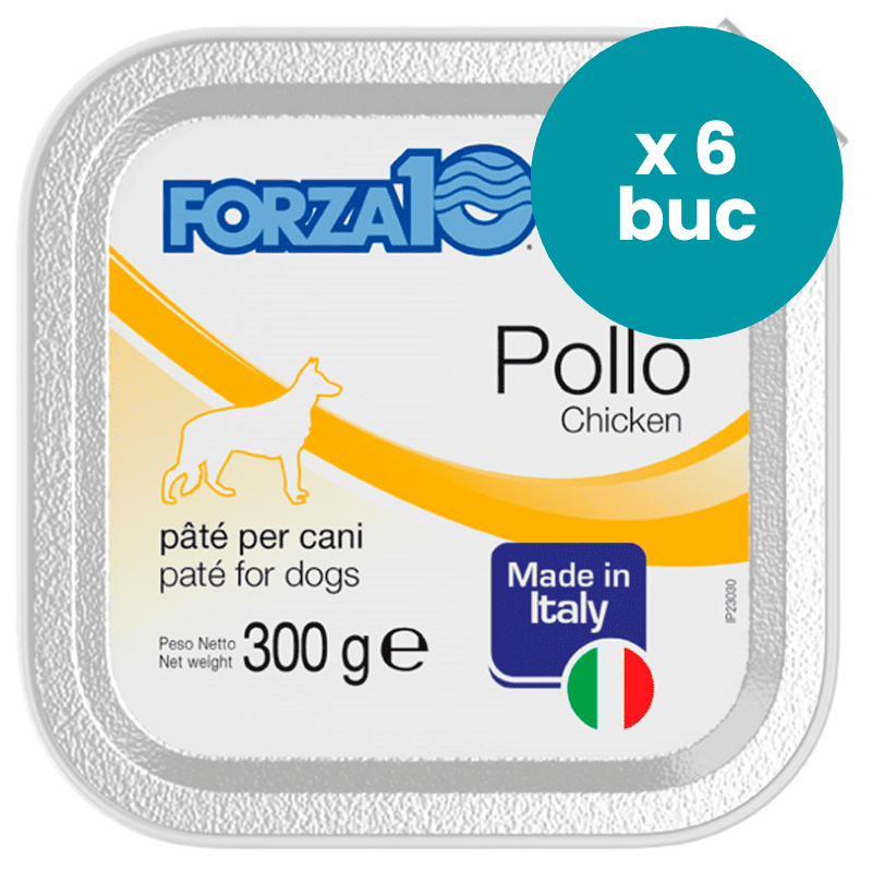 FORZA10 Solo Diet cu PUI, Multipack 6x300g - Hrana Umeda Monoproteica pentru Caini cu Alergii si Intolerante | Dieta de Excludere