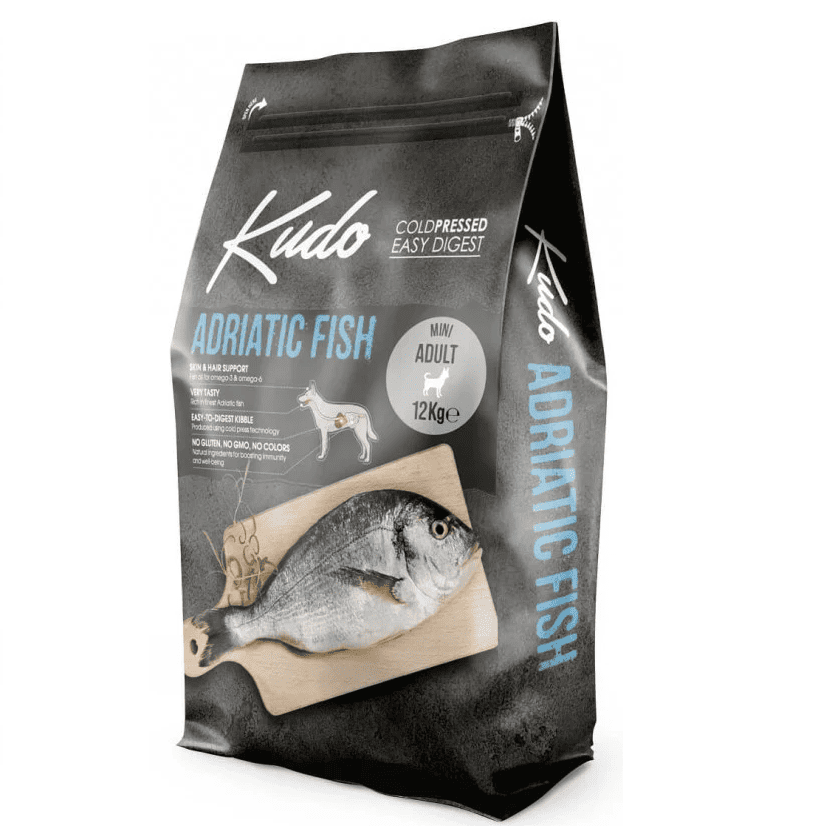 KUDO Adult Mini cu Peste 12 kg | Hrana Uscata Presata la Rece pentru Caini Adulti de Talie Mica | Digestie Usoara si Ingrediente Naturale