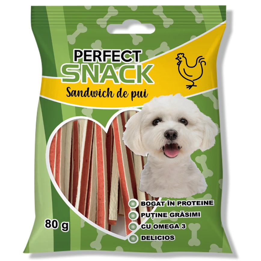 PERFECT Snack, Recompense Pentru Caini, Sandwich de Pui, 80g