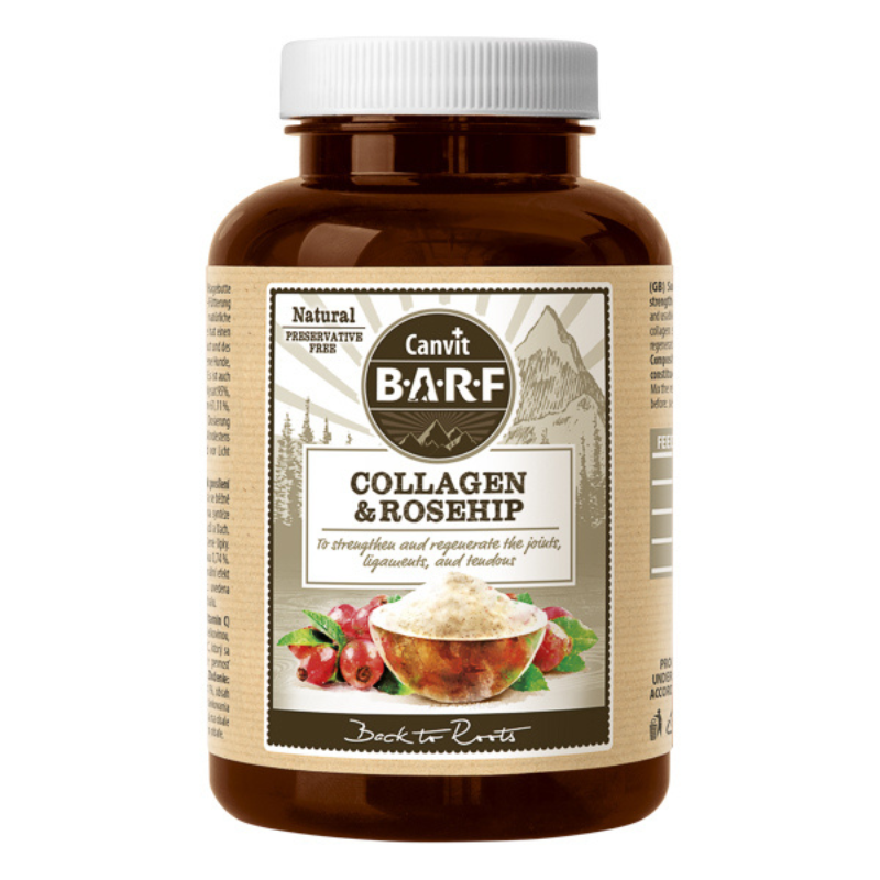 CANVIT BARF Collagen & Rosehip 140 g – Supliment Natural cu Colagen si Maces pentru Caini si Pisici, Articulatii Puternice si Mobilitate