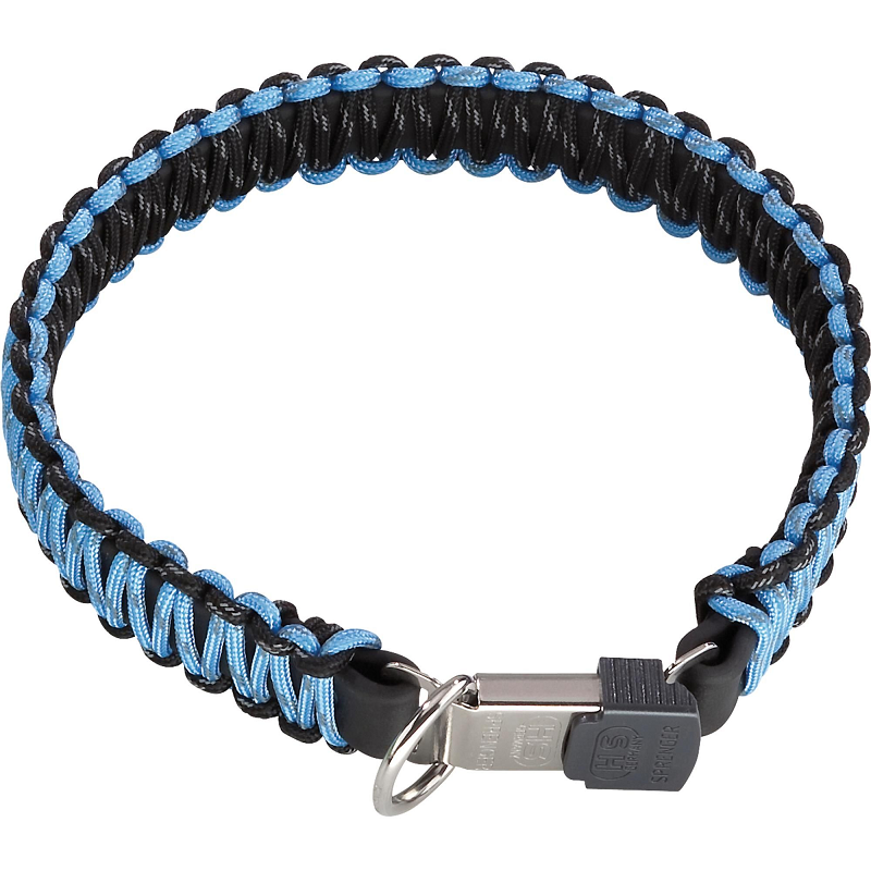 HERM. SPRENGER PARACORD, Zgarda Caine, Albastru Reflectorizant, Lungime Fixa, Catarama ClickLock cu Inchidere Rapida, 60cm / 30mm